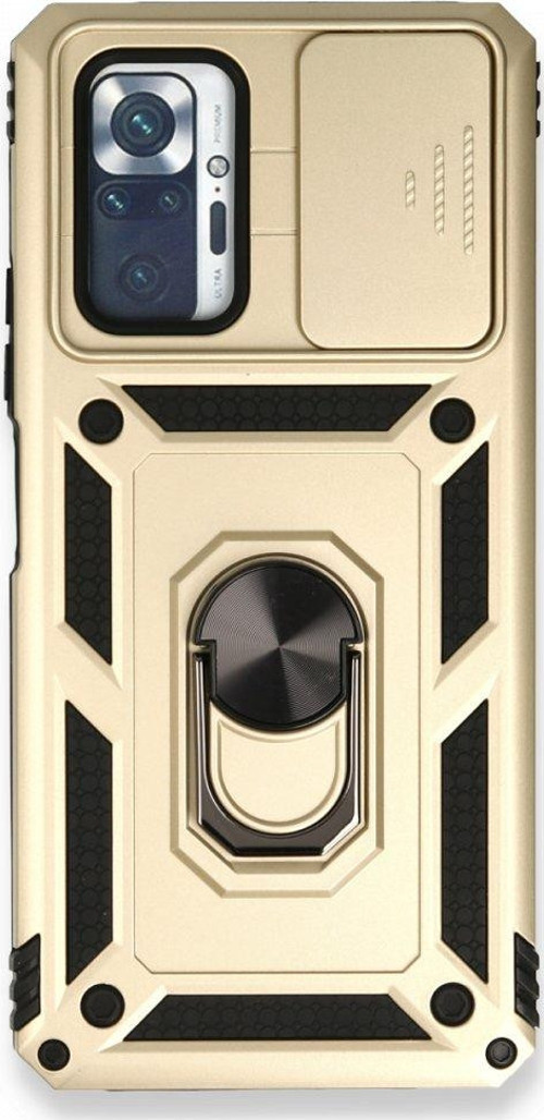 Xiaomi Redmi Note 10 Pro Kılıf Pars Lens Yüzüklü Silikon - Gold