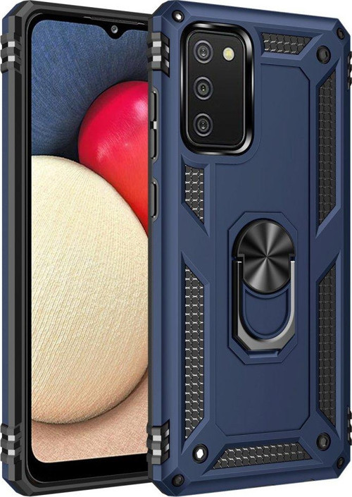 Samsung Galaxy A02S Kılıf Sofya Yüzüklü Silikon Kapak - Lacivert