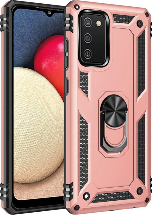 Samsung Galaxy A02S Kılıf Sofya Yüzüklü Silikon Kapak - Rose