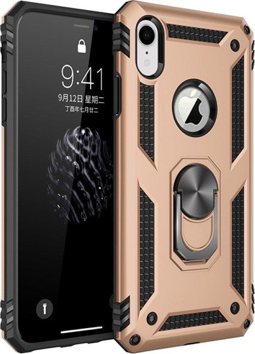 İphone Xr Kılıf Sofya Yüzüklü Silikon Kapak - Gold