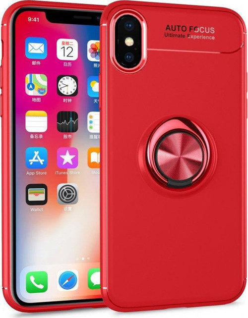 İphone Xs Kılıf Range Yüzüklü Silikon - Kırmızı