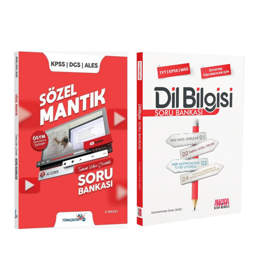 Türkçecim TV KPSS DGS ALES Sözel Mantık ve AKM Dil Bilgisi Soru Bankası Seti 2 Kitap