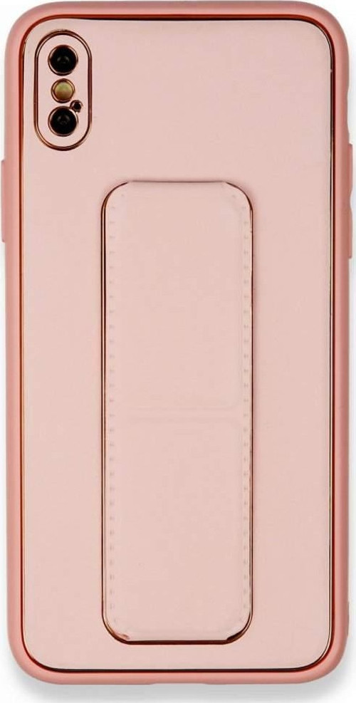 İphone X Kılıf Coco Deri Standlı Kapak - Pembe
