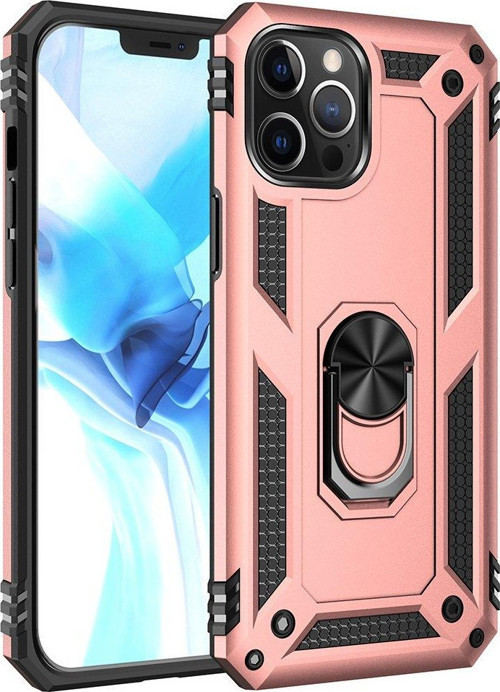İphone 12 Pro Max Kılıf Sofya Yüzüklü Silikon Kapak - Rose