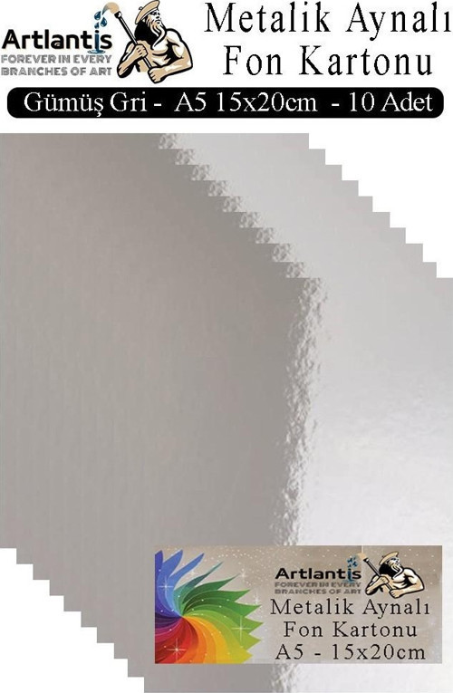 Metalik Aynalı Fon Kartonu 10 lu A5 15x20 cm 1 Paket Okul Sınıf Dekoratif Pırıltılı Folyo Kağıt Dekoratif Anasınıfı Kreş