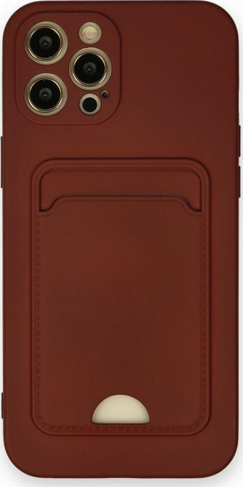 İphone 12 Pro Max Kılıf Kelvin Kartvizitli Silikon - Bordo