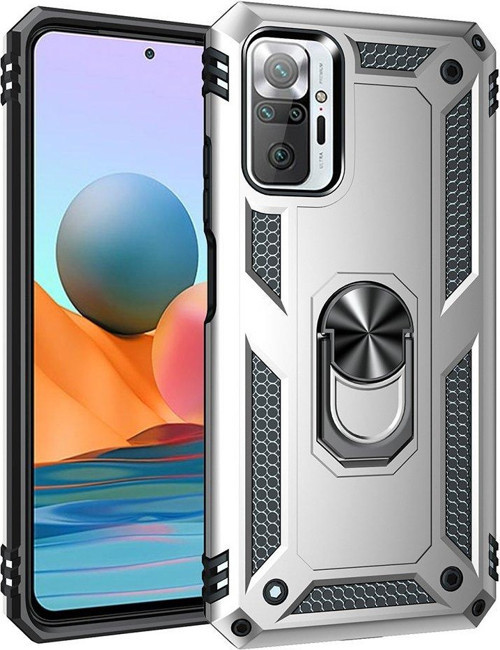 Xiaomi Redmi Note 10 Pro Kılıf Sofya Yüzüklü Silikon Kapak - Gümüş