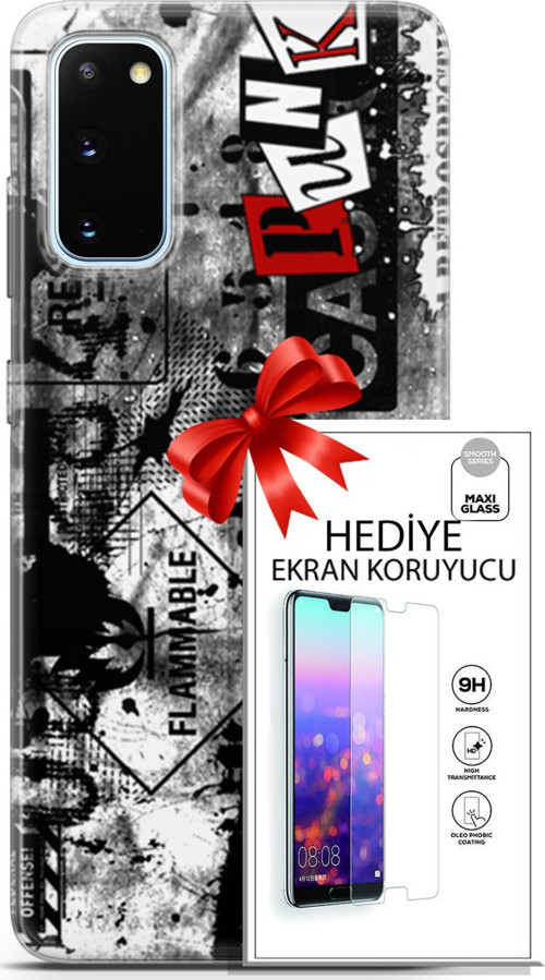 Samsung Galaxy S20 Kılıf Orijinal Seri Punky 26 Retrospective Soft Kapak + Ekran Koruyucu