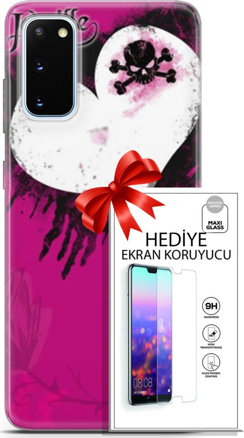 Samsung Galaxy S20 Kılıf Orijinal Seri Punky 27 Jaxville Lazer Kesim Silikon Ekran Koruyucu