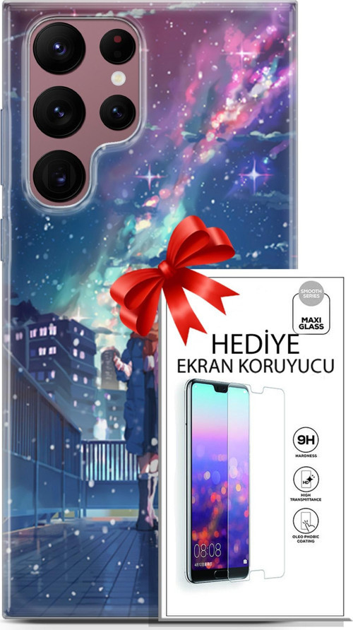 Samsung Galaxy S22 Ultra Kılıf Orijinal Seri Fantasy 10 Anime Kar Full Hd Kılıf + Ekran Koruyucu