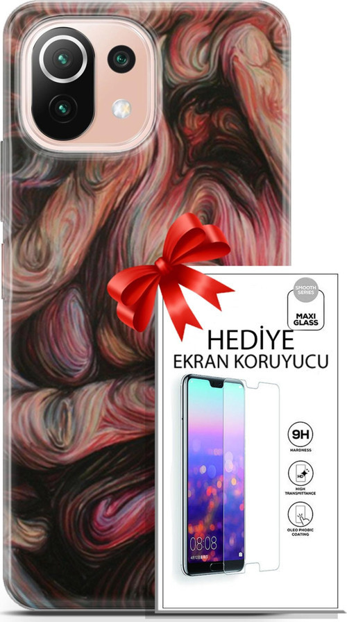 Xiaomi Mi 11 Lite Kılıf Orijinal Seri Soul 27 Dağılmış Surat Lazer Kesim Silikon Ekran Koruyucu