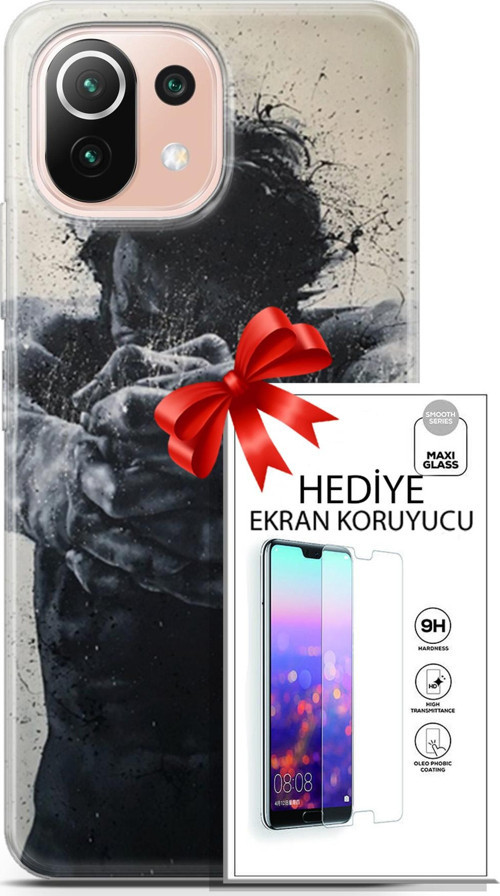 Xiaomi Mi 11 Lite Kılıf Orijinal Seri Soul 28 Yumruk İz Bırakmayan Kılıf + Ön Ekran Koruyucu
