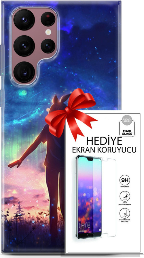 Samsung Galaxy S22 Ultra Kılıf Orijinal Seri Fantasy 26 Tavşan Kulaklı Soft Kapak + Ekran Koruyucu
