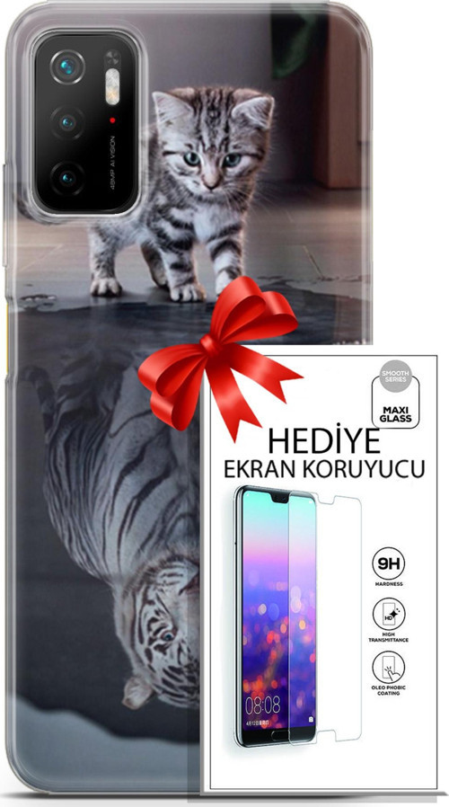 Xiaomi Poco M3 Pro Kılıf Orijinal Seri Scotish-British 15 Yavru British Kalın Silikon + Ekran Koruyucu