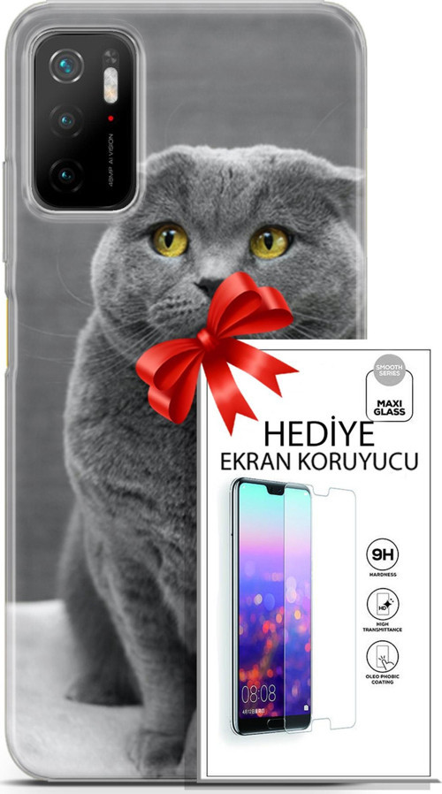 Xiaomi Poco M3 Pro Kılıf Orijinal Seri Scotish-British 17 Scottish Duman Gri Yumuşak Kılıf + Ekran Koruyucu
