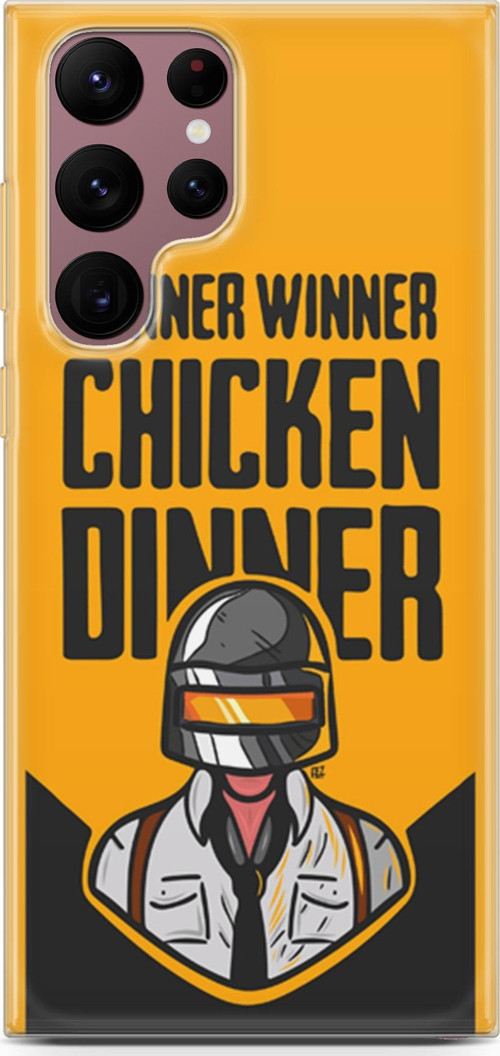 Samsung Galaxy S22 Ultra Kılıf Orijinal Seri Typo 17 Winner Chicken Dinner Yumuşak Kılıf