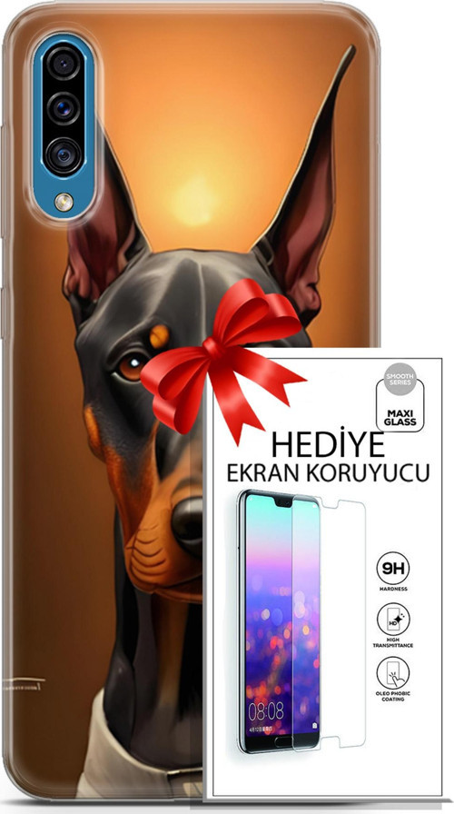 Samsung Galaxy A30S Kılıf Orijinal Seri Dogs 03 Doberman Arka Kapak + Ekran Koruyucu