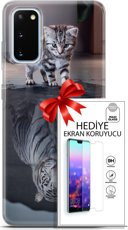 Samsung Galaxy S20 Kılıf Orijinal Seri Scotish-British 15 Yavru British Kalın Silikon + Ekran Koruyucu