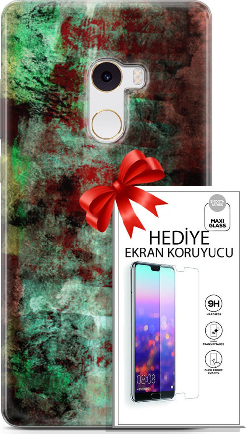 Xiaomi Mi Mix 2 Kılıf Orijinal Seri Nature 10 Su Yeşili Full Hd Kılıf + Ekran Koruyucu