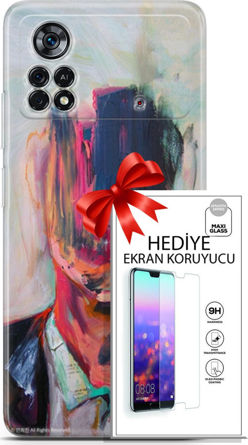 Xiaomi Poco X4 Pro 5G Kılıf Orijinal Seri Soul 22 Acivert Pembe Kap + Ekran Koruyucu