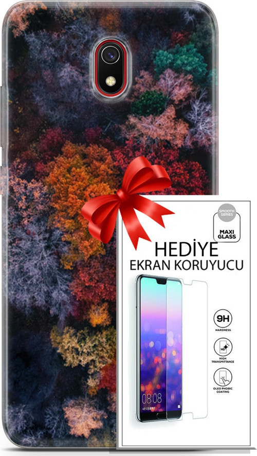 Xiaomi Redmi 8A Kılıf Orijinal Seri Fantasy 16 Renkli Ağaçlar Hediyelik Kılıf Ve Ekran Koruyucu