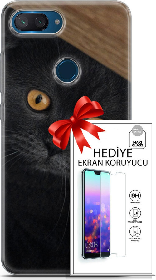 Xiaomi Mi 8 Lite Kılıf Orijinal Seri Scotish-British 03 Sarı Gözler Arka Kapak + Ekran Koruyucu