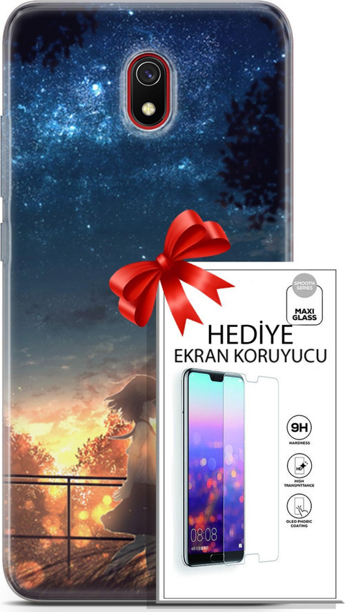 Xiaomi Redmi 8A Kılıf Orijinal Seri Fantasy 21 Anime Yıldızlar Darbe Önleyici Kapak + Ön Ekran Koruyucu