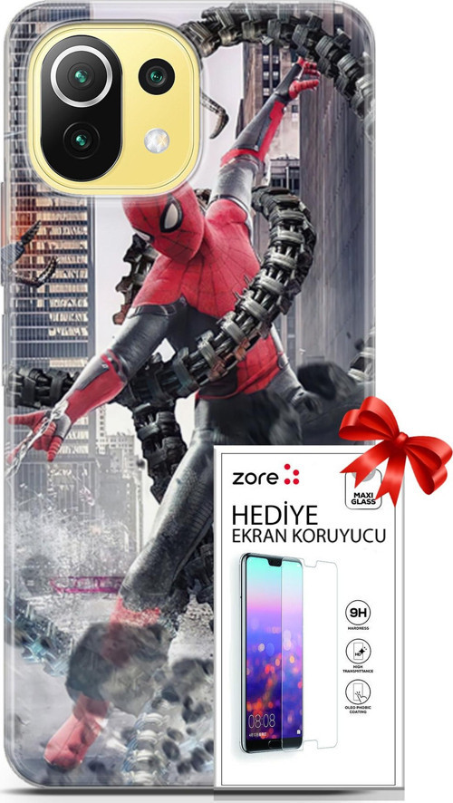 Xiaomi 11 Lite 5G Kılıf Orijinal Seri Supers 25 No Way Home Soyulmayan Kılıf + Ekran Koruyucu Full Koruma