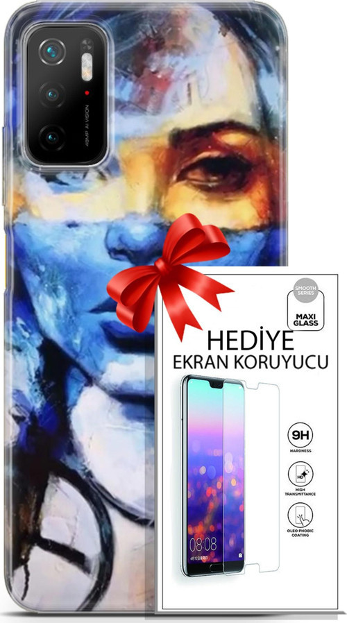 Xiaomi Poco M3 Pro Kılıf Orijinal Seri Soul 13 Mavi Sarı Case Kapak Ekran Koruyucu