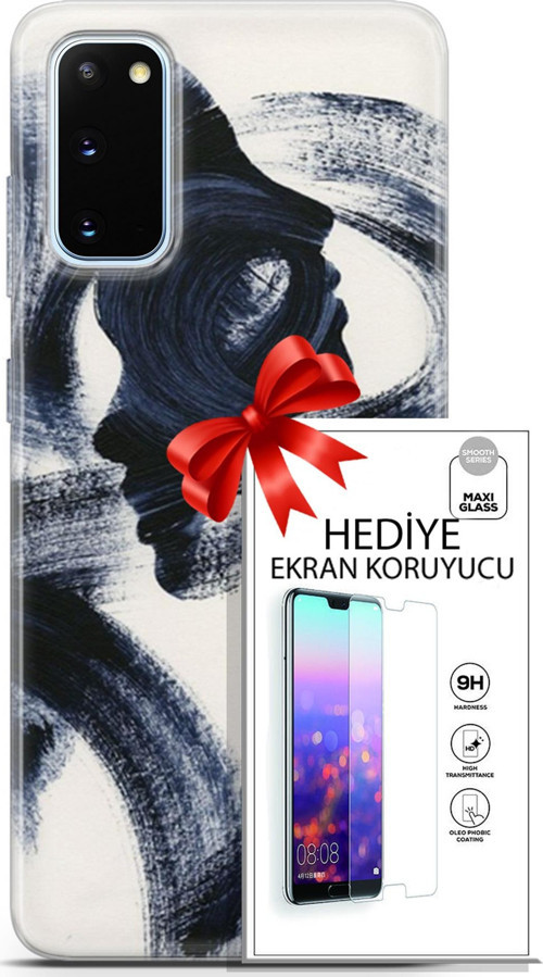 Samsung Galaxy S20 Kılıf Orijinal Seri Soul 10 2 Yüzlü Full Hd Kılıf + Ekran Koruyucu