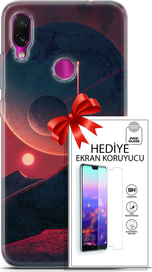 Xiaomi Redmi Note 7 Kılıf Orijinal Seri Neo 19 Iron Man Tam Koruma Kılıf + Ekran Koruyucu