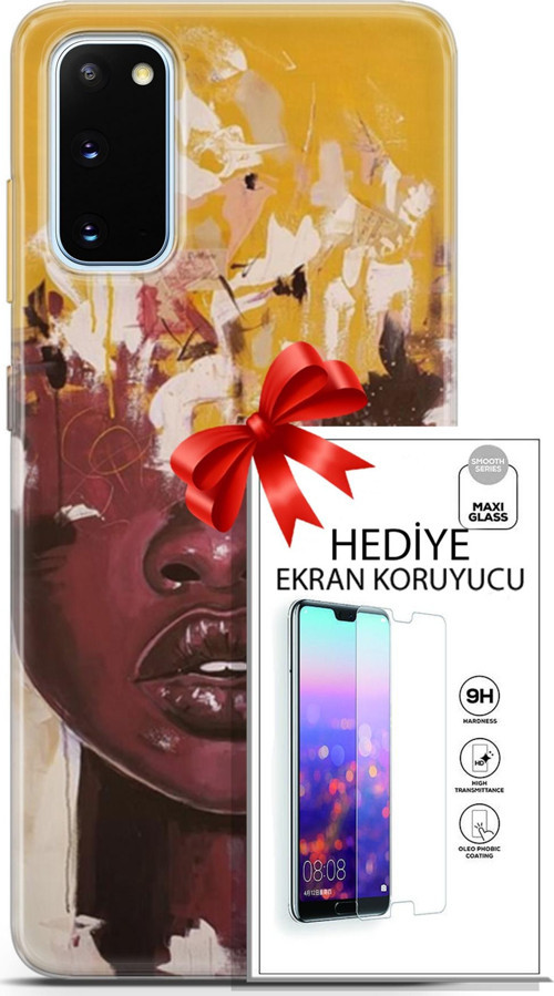 Samsung Galaxy S20 Kılıf Orijinal Seri Soul 23 Sarı Kahverengi Telefon Kabı Ve Ekran Koruyucu