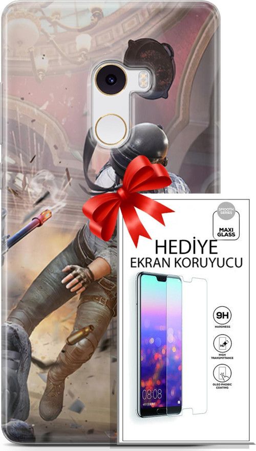 Xiaomi Mi Mix 2 Kılıf Orijinal Seri Pubg 07 Kravatlı Karakter Desenli Kılıf + Ön Ekran Koruyucu
