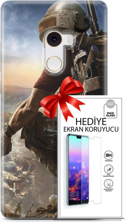 Xiaomi Mi Mix 2 Kılıf Orijinal Seri Pubg 10 Mobile Full Hd Kılıf + Ekran Koruyucu