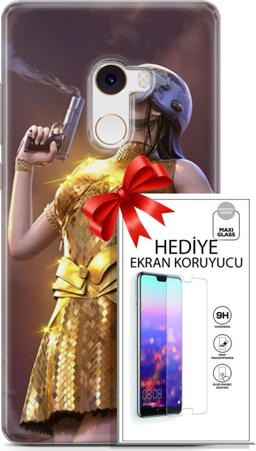 Xiaomi Mi Mix 2 Kılıf Orijinal Seri Pubg 21 Anna Darbe Önleyici Kapak + Ön Ekran Koruyucu