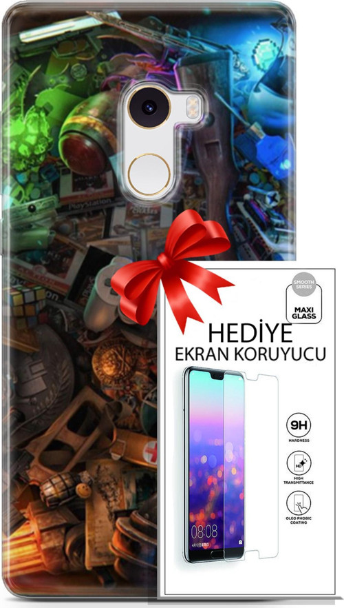 Xiaomi Mi Mix 2 Kılıf Orijinal Seri Pubg 24 Teçhizatlar Darbe Emici Kılıf + Ekran Koruyucu