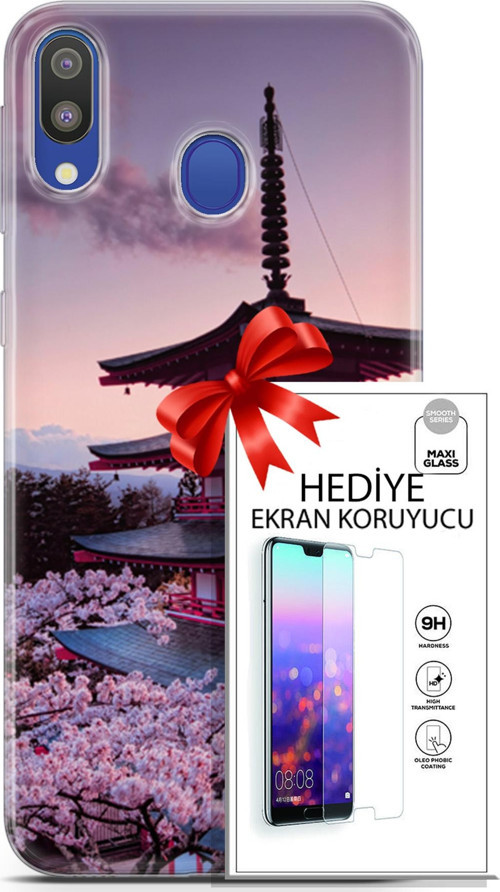 Samsung Galaxy M20 Kılıf Orijinal Seri Fantasy 04 Arakurayama Sengen Silikon Kılıf + Ekran Koruyucu