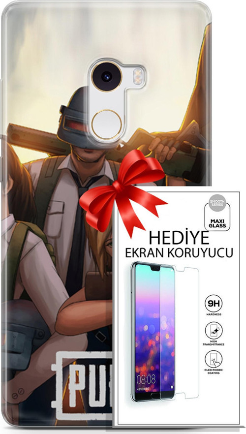 Xiaomi Mi Mix 2 Kılıf Orijinal Seri Pubg 30 Çizgisel Kenarları Şeffaf Kapak Ve Ekran Koruyucu