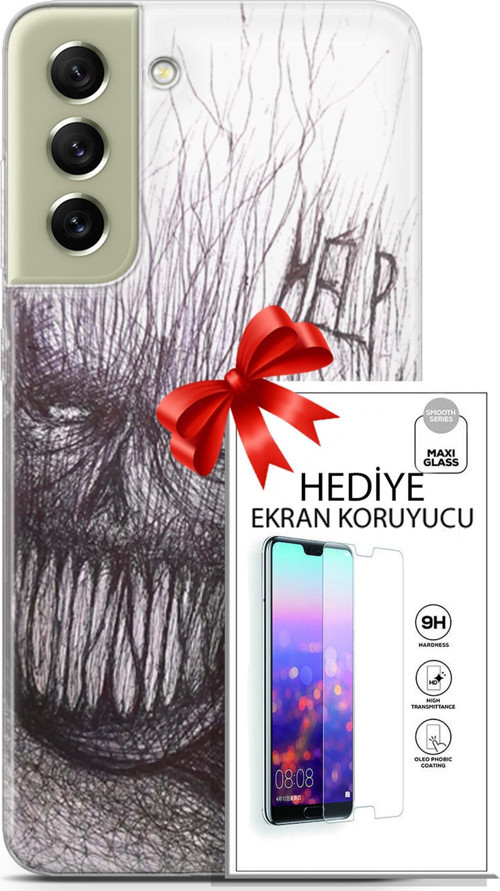 Samsung Galaxy S21 Fe Kılıf Orijinal Seri Soul 29 Şeytan Leke Tutmaz Kapak + Ekran Koruyucu