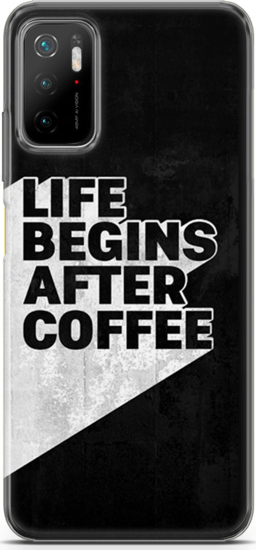 Xiaomi Poco M3 Pro Kılıf Orijinal Seri Typo 02 Life Begins After Coffee Kapak