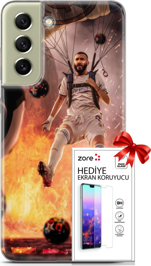 Samsung Galaxy S21 Fe Kılıf Orijinal Seri Supers 03 Karim Benzema Real Madrid Arka Kapak + Ekran Koruyucu