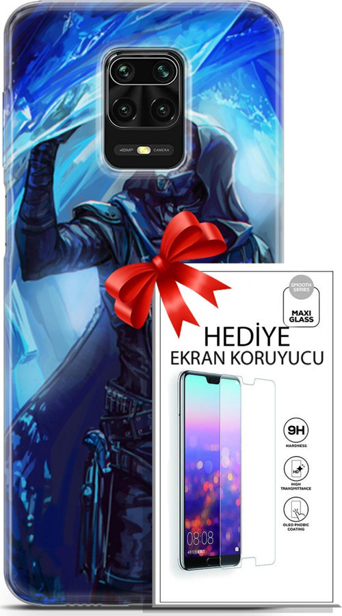 Xiaomi Redmi Note 9S Kılıf Orijinal Seri Pubg 13 Maskeli Case Kapak Ekran Koruyucu