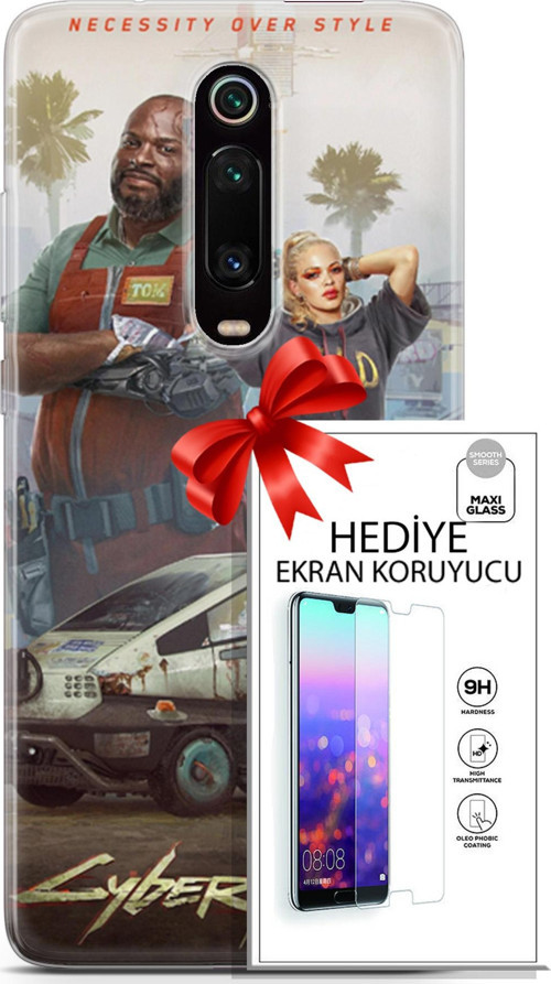 Xiaomi Mi 9T Kılıf Orijinal Seri Cyberpunk 21 2077 Darbe Önleyici Kapak + Ön Ekran Koruyucu