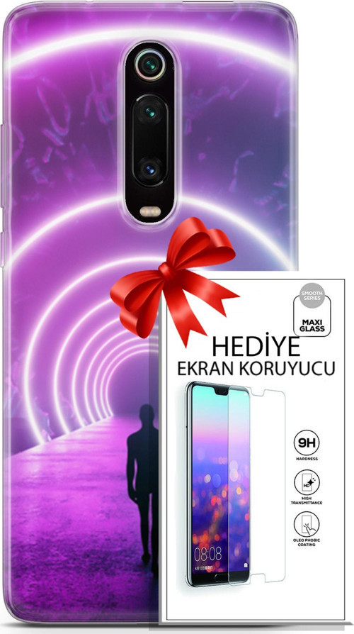 Xiaomi Mi 9T Kılıf Orijinal Seri Cyberpunk 26 Daire Neon Soft Kapak + Ekran Koruyucu