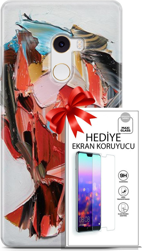 Xiaomi Mi Mix 2 Kılıf Orijinal Seri Soul 09 Pembe Kırmızı Mavi Uv Kılıf Ve Ekran Koruyucu
