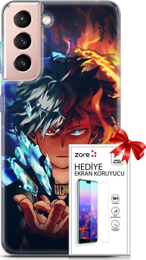 Samsung Galaxy S21 Kılıf Orijinal Seri Supers 13 Todoraki Anime Case Kapak Ekran Koruyucu