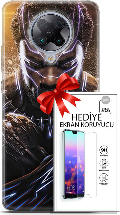 Xiaomi Poco F2 Pro Kılıf Orijinal Seri Dc 12 Blak Panther Tasarım Kılıf + Ekran Koruyucu
