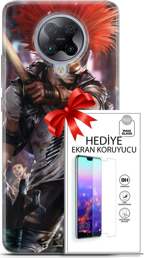 Xiaomi Poco F2 Pro Kılıf Orijinal Seri Dc 15 Clowhunter Kalın Silikon + Ekran Koruyucu