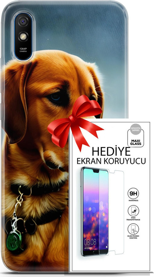 Xiaomi Redmi 9A Kılıf Orijinal Seri Dogs 04 Labrador Silikon Kılıf + Ekran Koruyucu Full Korumake