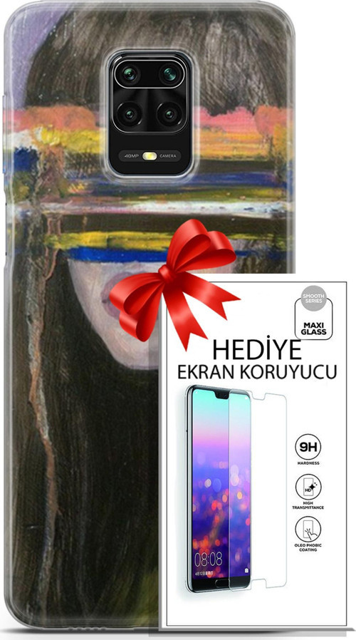 Xiaomi Redmi Note 9S Kılıf Orijinal Seri Soul 21 Gözü Maskeli Darbe Önleyici Kapak + Ön Ekran Koruyucu